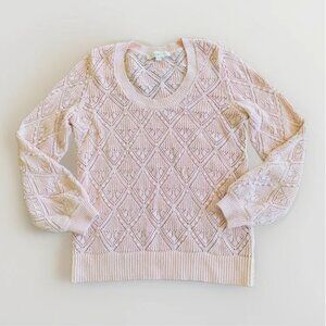 LOFT Open-Knit 100% Cotton Sweater Pink Women’s M